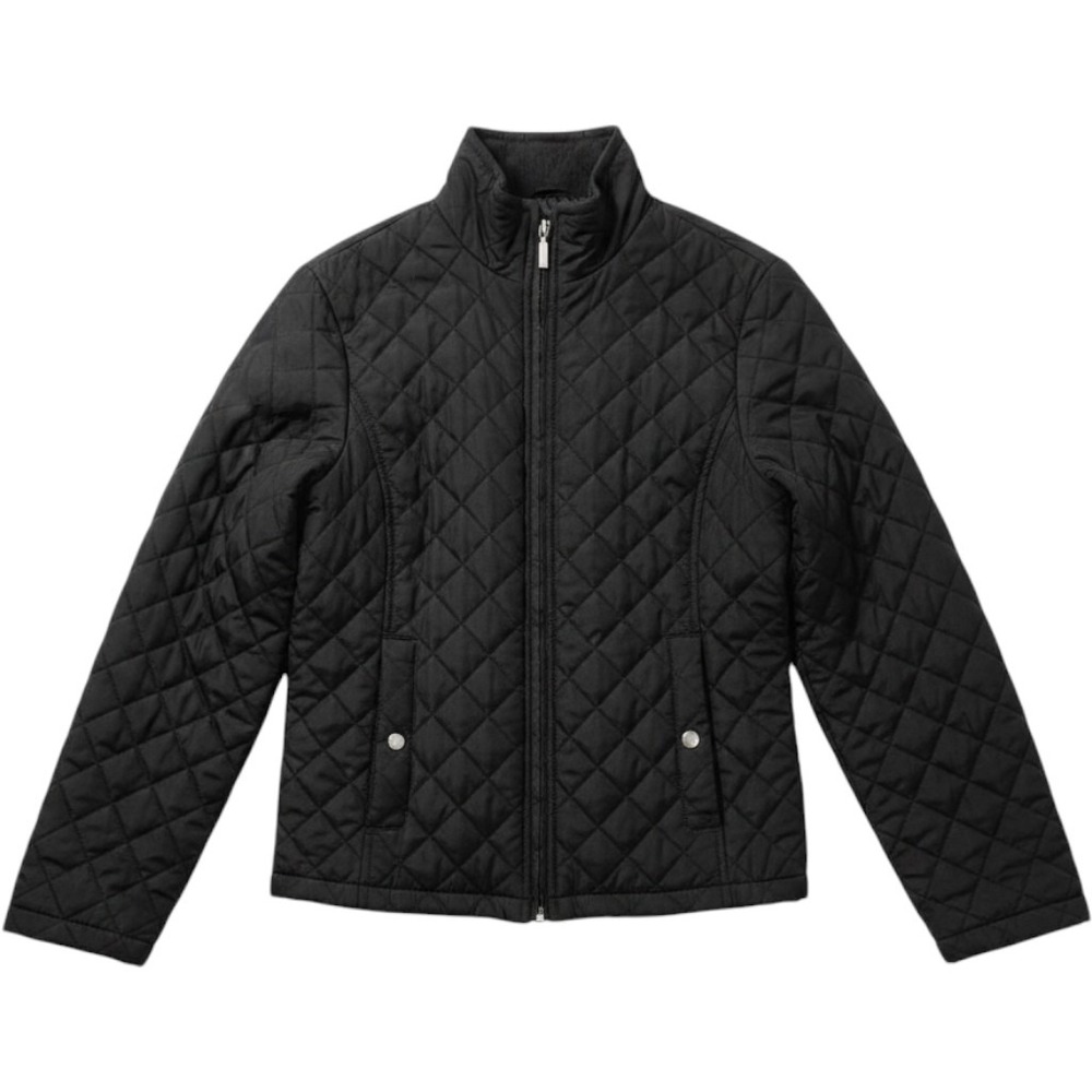 Jane Ashley Jacket Womens Petite P8 Black Quilted Full Zip Lined Pockets Warm